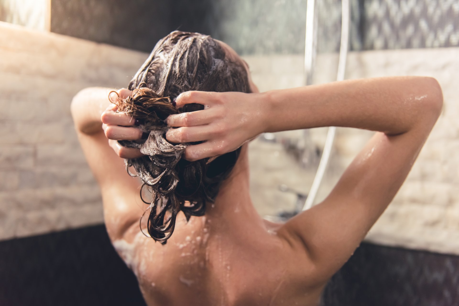 Girl taking shower